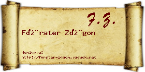 Fürster Zágon névjegykártya